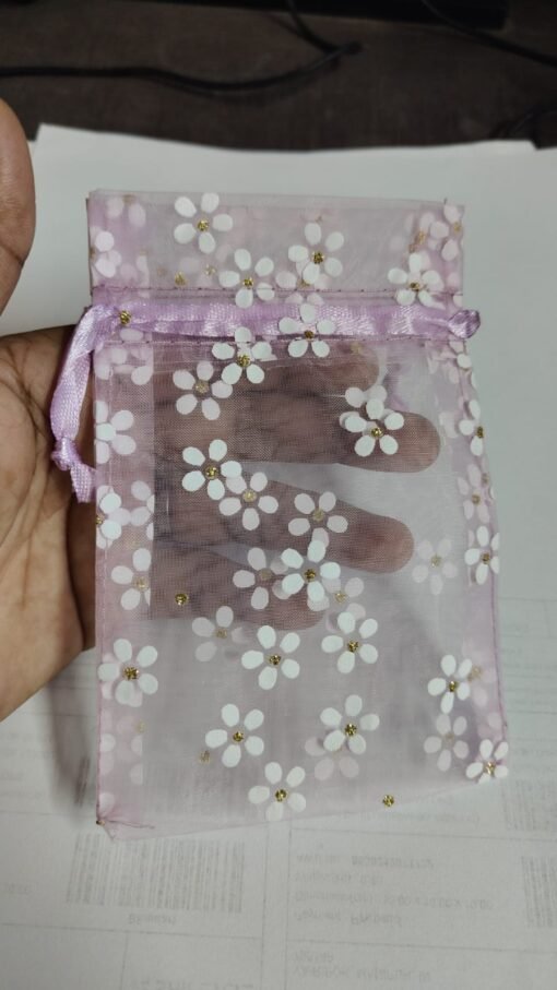 Vedini Baby pink Organza Pouch Bag Potli 10pc (h- 14cm w- 9cm) - Image 2