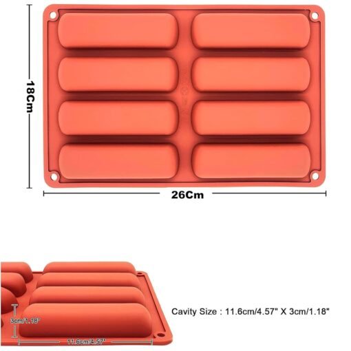 Vedini 8 Cavity Long Strips Eclair Silicone Mold Jkb-2004 - Image 2