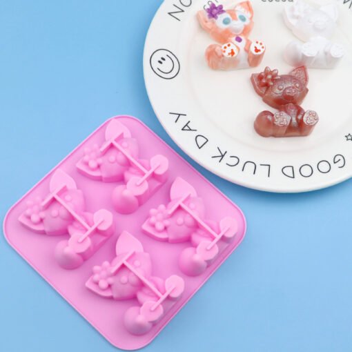 Vedini 4 Cavity cartoon fox silicone mold chocolate mold jkb-2011 - Image 4
