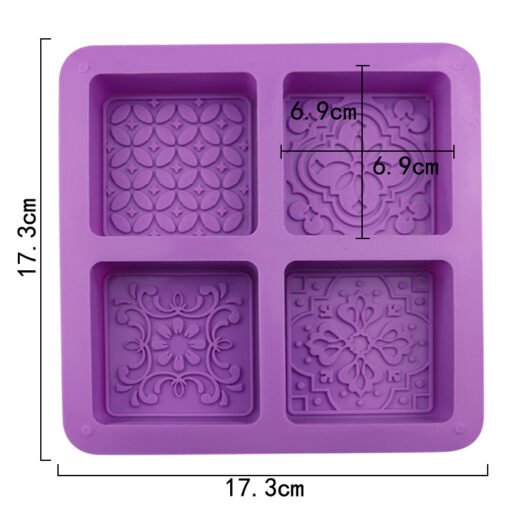 Vedini 4 Cavity square pattern silicone chocolate moon cake mold jkb-2007 - Image 2