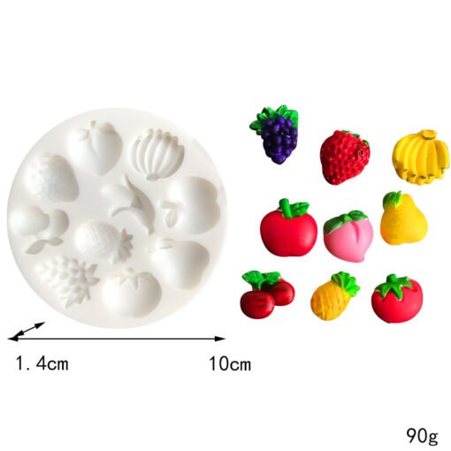 Vedini 10 Cavity Fruit Banana Apple Strawberry Fondant Chocolate Silicone Mold jkb-2027 - Image 2
