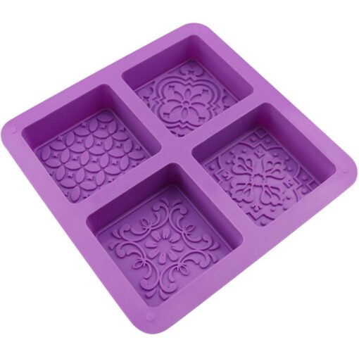 Vedini 4 Cavity square pattern silicone chocolate moon cake mold jkb-2007 - Image 3