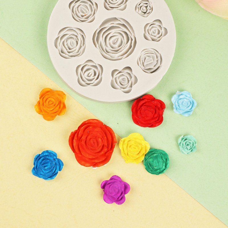 Vedini 9 cavity rose fondant silicone mold JKB-2029