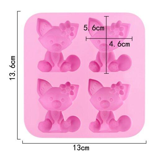 Vedini 4 Cavity cartoon fox silicone mold chocolate mold jkb-2011 - Image 2