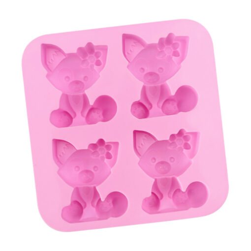 Vedini 4 Cavity cartoon fox silicone mold chocolate mold jkb-2011 - Image 3