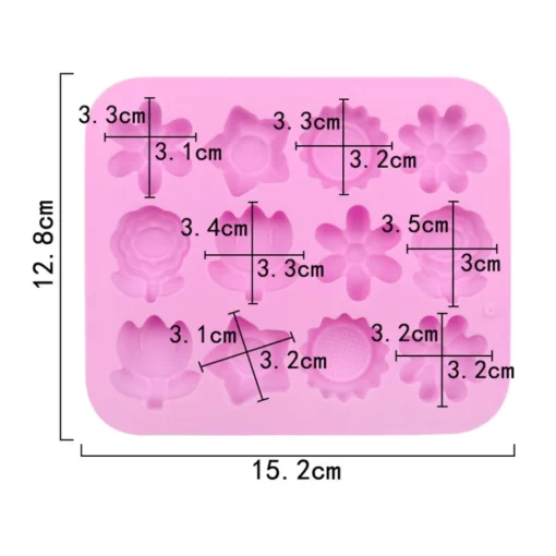 Vedini 12 Cavity Flower Silicone Candle Mold DIY Handmade Soap Mold (Pink) jkb-2013 - Image 2