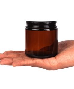 Vedini 120ml Amber Glass Candle Jar – Unique Jar for Candle Making, Aromatherapy & Gifting (Black, Golden & Silver Cap Options) - Black Cap, 100 ml