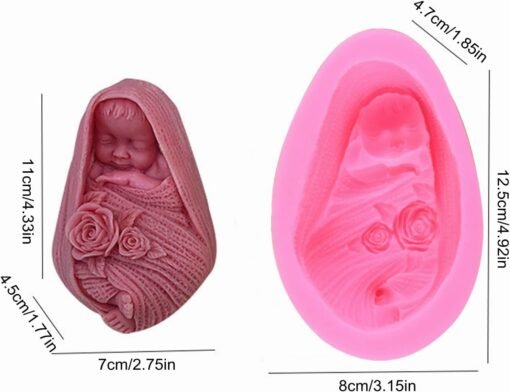 Vedini baby in shawl Silicone Fondant Mold for Cake Decoration Chocolate Candle mold SSM-121 - Image 3