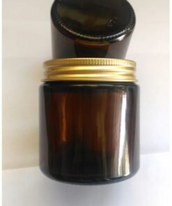 Vedini 120ml Amber Glass Candle Jar – Unique Jar for Candle Making, Aromatherapy & Gifting (Black, Golden & Silver Cap Options) - Golden Cap, 100 ml