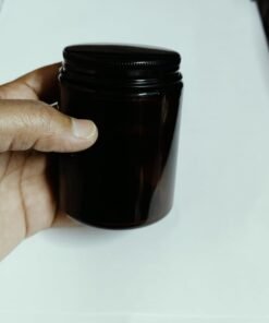 Vedini 120ml Amber Glass Candle Jar – Unique Jar for Candle Making, Aromatherapy & Gifting (Black, Golden & Silver Cap Options) - Black Cap, 150 ml