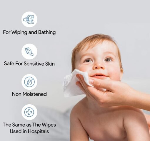 60Pcs Disposable Face Towel, Soft Dry Wipe, Lint Free, Dry Wet Use for Sensitive Skin, Cotton Facial Tissue, Makeup Removing, Surface Cleaning - Image 6