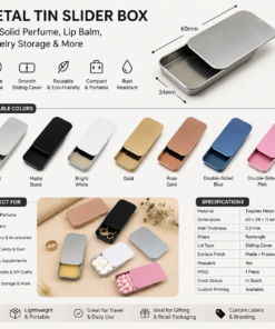 Alternative view of Vedini Metal Sliding Slider Tin Box – Portable Storage Container for Lip Balm, Solid Perfume Jewelry & DIY Use