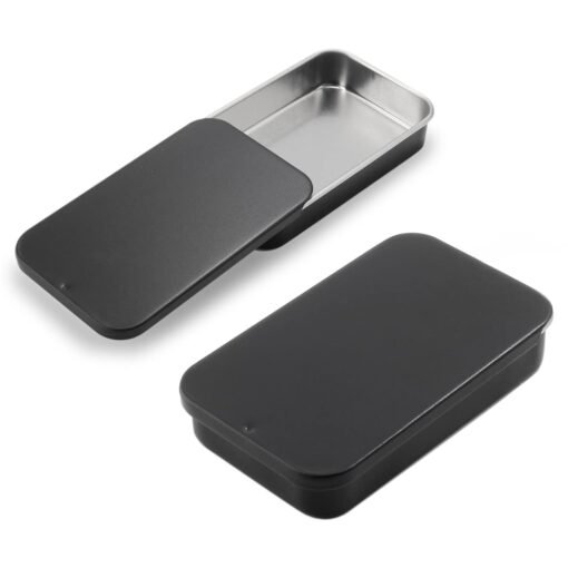 Vedini Black and Silver Metal Tin Containers with Slide Lids – Portable Storage Boxes for Lip Balm, Solid Perfume, Jewelry & Cosmetic Organizing - Image 4