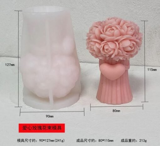 Vedini Bouquet with Heart WCM426 | Elegant Artificial Flower Arrangement Silicon Mould - Image 2