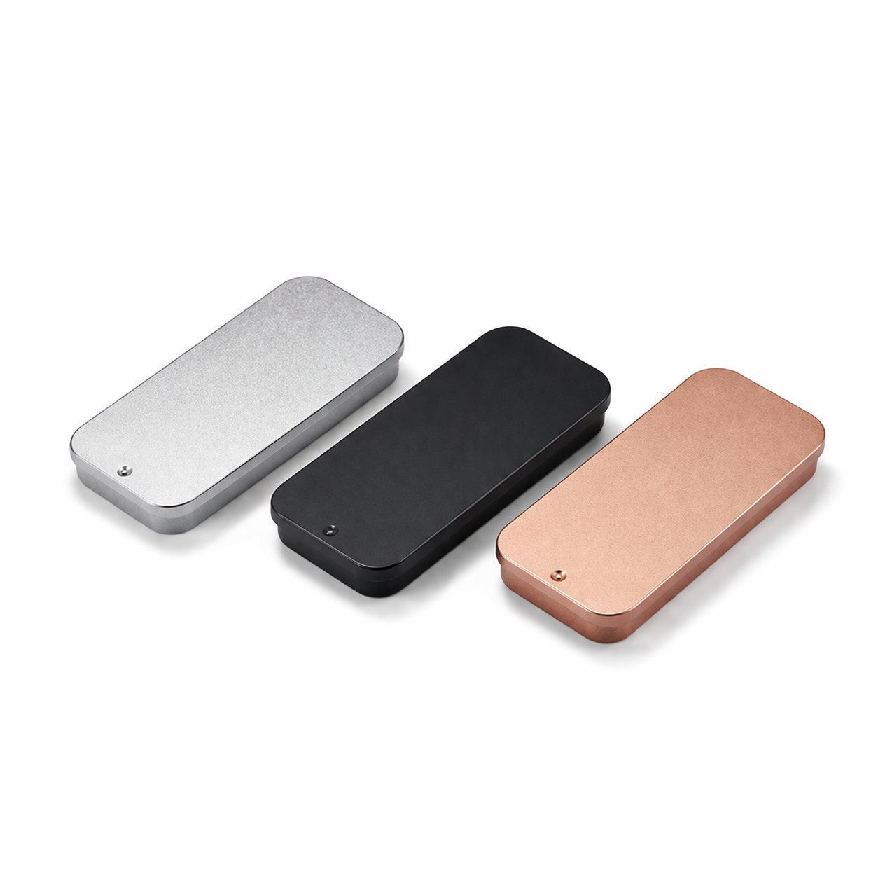 metal sliding tin box black small cosmetic container