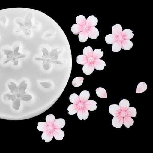 Vedini 11 Cavity Cherry Blossom Petals Water Drop Flower Shape Cake Mold DIY Fondant Baking Decoration Tool Chocolate Silicone Mold JKB 1064