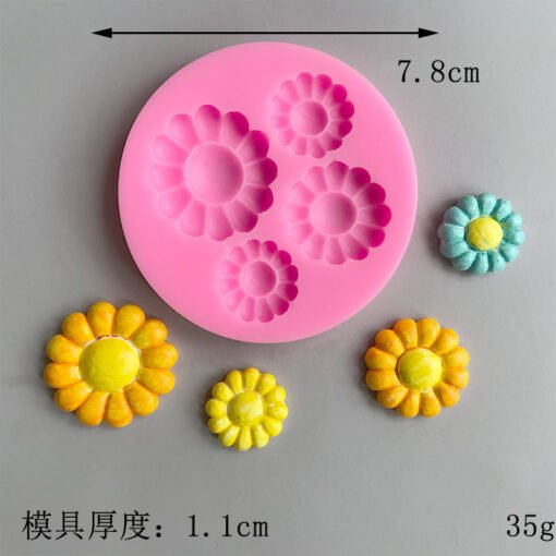 Vedini 4 Cavity small daisy flower silicone mold JKB 5071