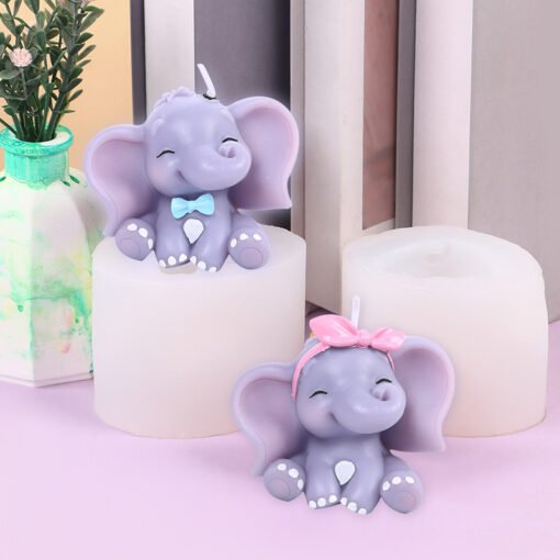 Vedini DIY creative birthday candle cute elephant candle mold cake decoration baking silicone mold JKB 5063 - Image 3