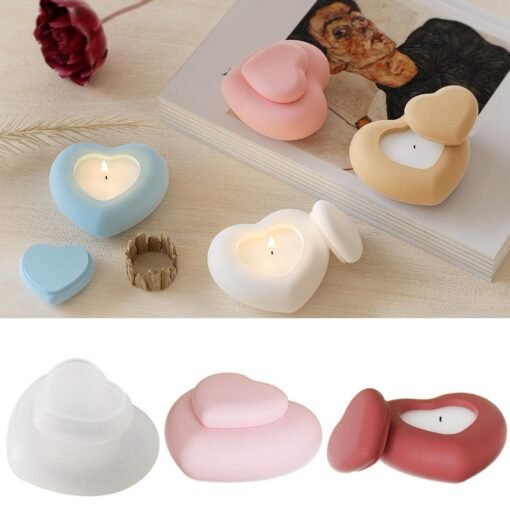 Vedini Heart Shaped Sturdy Silicone Mold Set Decoration for Crystal Epoxy Resin Storage Box and Candle Holder JKB 5050