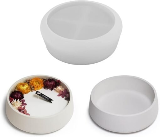 Vedini Concrete Round Silicone Mold for Deep Casting | DIY Tray, Cement Bowl, Epoxy Resin, Gypsum, Plaster, Trinket Pot, Ring Holder, Flower Planter Mold (5159 and 5133) - Image 3