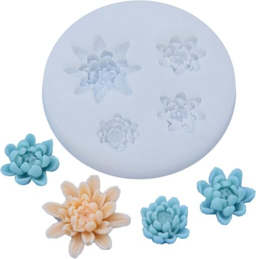 Vedini 4 cavity Lotus Shape Chocolate Fondant Mold I 3D Different Size Flower Silicone Cupcake Mould I for DIY Handmade Sugarcraft Cake Décor Candy Cookies Muffin Soap Resin Candle Making JKB 5102B - Image 3