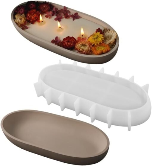 Vedini Boat Shape Silicone Concrete Jar Mold I Oval Bowl Resin Molds for DIY Handmade Art Crafts Jewelry Storage Tray Ring Trinket Container Box Home Table Décor jkb 4940A 4940B