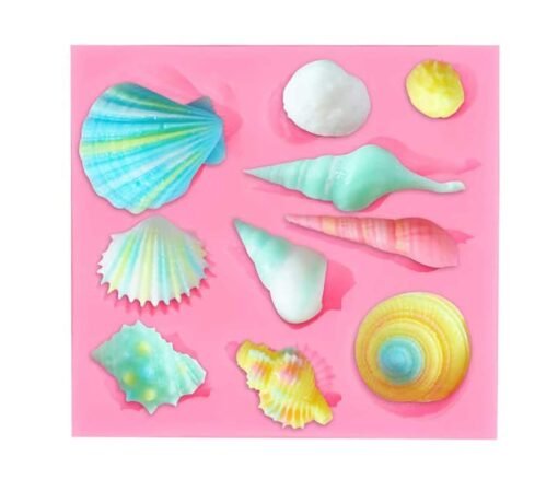 Vedini 10 Cavity Sea shell Silicone Mold Starfish Chocolate Candy Sugar craft Cake Decorating Polymer Clay Mold Tools. (Sea Shells Square) 5051 - Image 4