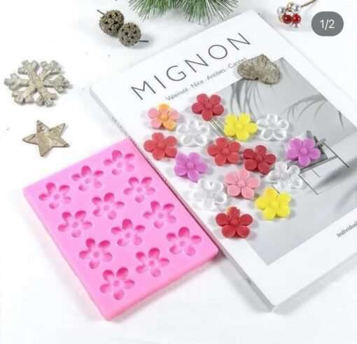 Vedini 12 Cavity Flower Fondant Molds Plum Cherry Blossom Cake Decoration Candle Decoration Mold Scented Wax Molds Handcrafted Silicone Candle Mold Decorated Resin Gypsum Clay Craft Silicone Mold 49107 - Image 4