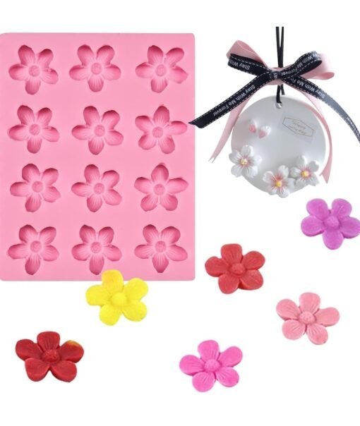 Vedini 12 Cavity Flower Fondant Molds Plum Cherry Blossom Cake Decoration Candle Decoration Mold Scented Wax Molds Handcrafted Silicone Candle Mold Decorated Resin Gypsum Clay Craft Silicone Mold 49107