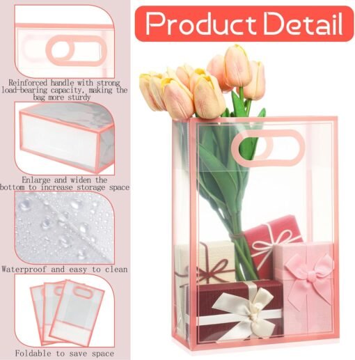 Vedini Pack of 6 Transparent Goodie Bags Clear Gift Bags for Return Gifts, Birthday, Valentine, Wedding, Festival, Shopping – Multipurpose Bags - Image 4