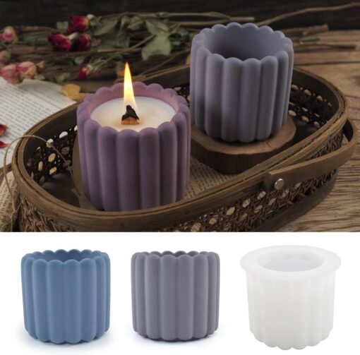 Vedini Vertical Stripes Round Bottle Silicone Mold | Deep Casting Jar Mold for Concrete, Epoxy Resin, Gypsum | DIY Storage Container, Trinket Box, Candle Jar, Home Decor (4932) - Image 4