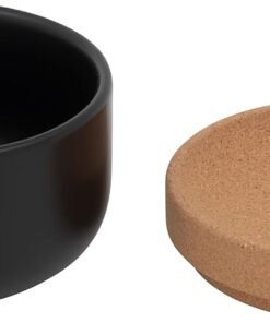 wide glass jar black with cork candle jar