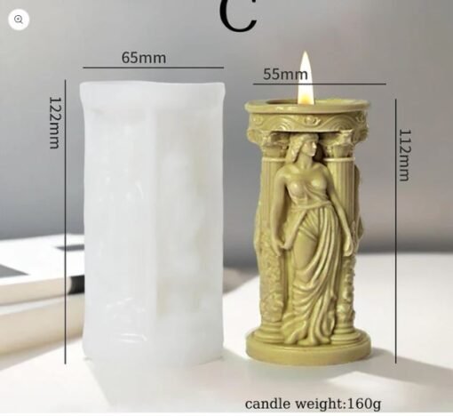 Vedini Roman Pillar Lady Candle Silicone Mold WCM705 - Image 2