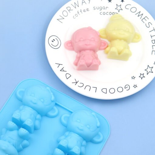Vedini 4 Cavity monkey silicone handmade soap mold cake mold cold soap mold aromatherapy mold plaster mold jkb 5052