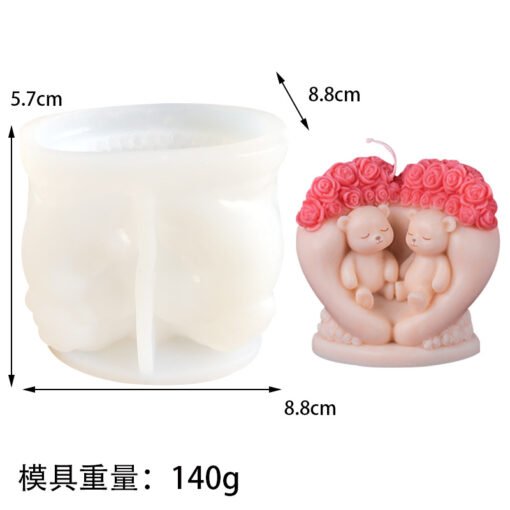 Vedini Rose Love Bear Aromatherapy Candle Mold DIY Love Bear Handmade Soap Candle Epoxy Aromatherapy Silicone Mold JKB 5078 - Image 4