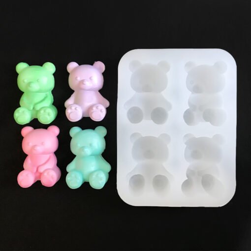Vedini 4 Cavity small strawberry bear silicone bear mold aromatherapy pendant fondant chocolate cake decoration Mold JKB 5083