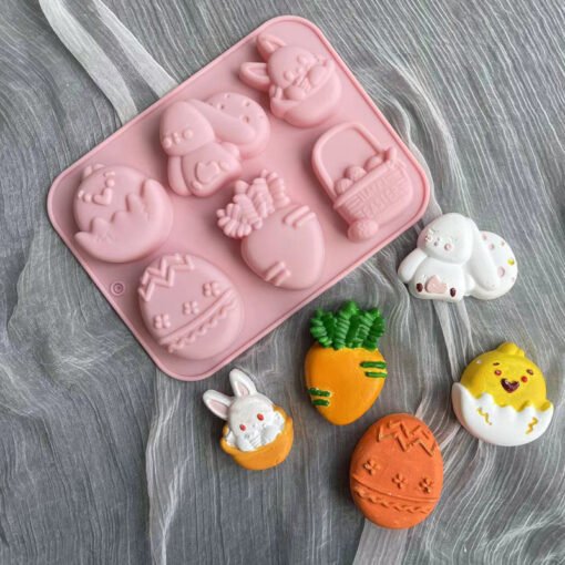 Vedini Easter Egg Bunny Basket Silicone Mold Chocolate Fondant Cake Shape Decoration Mold JKB 5080