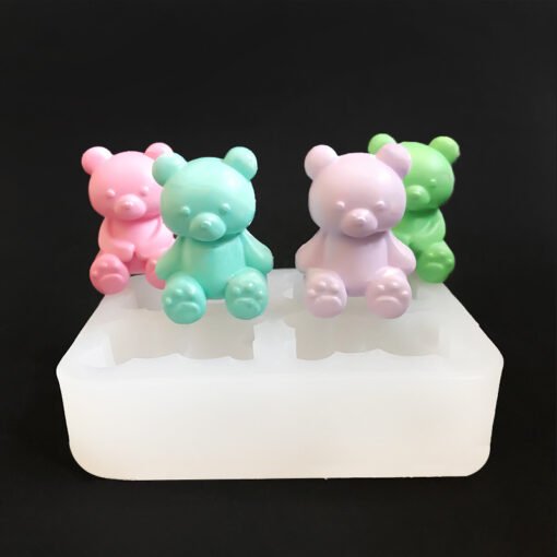 Vedini 4 Cavity small strawberry bear silicone bear mold aromatherapy pendant fondant chocolate cake decoration Mold JKB 5083 - Image 2