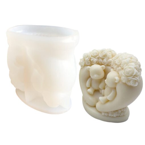Vedini Rose Love Bear Aromatherapy Candle Mold DIY Love Bear Handmade Soap Candle Epoxy Aromatherapy Silicone Mold JKB 5078 - Image 2