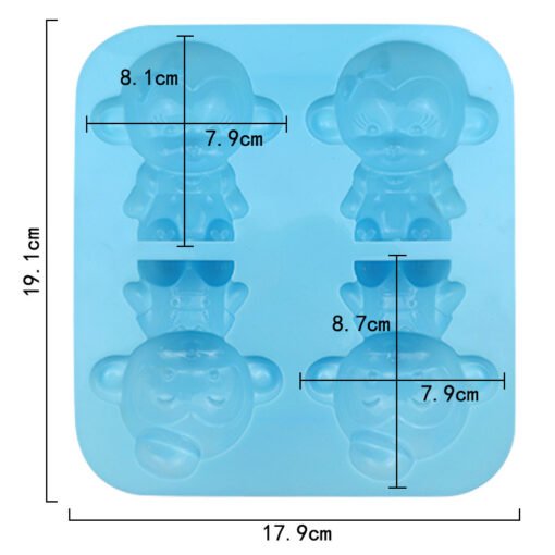 Vedini 4 Cavity monkey silicone handmade soap mold cake mold cold soap mold aromatherapy mold plaster mold jkb 5052 - Image 2