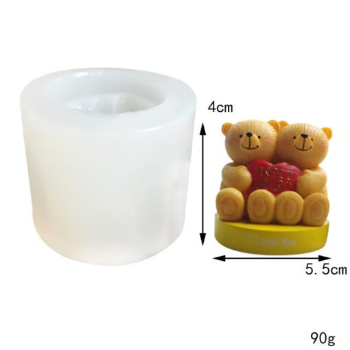 Vedini couple bear teddy with heart candle silicone mold JKB 5085 - Image 2