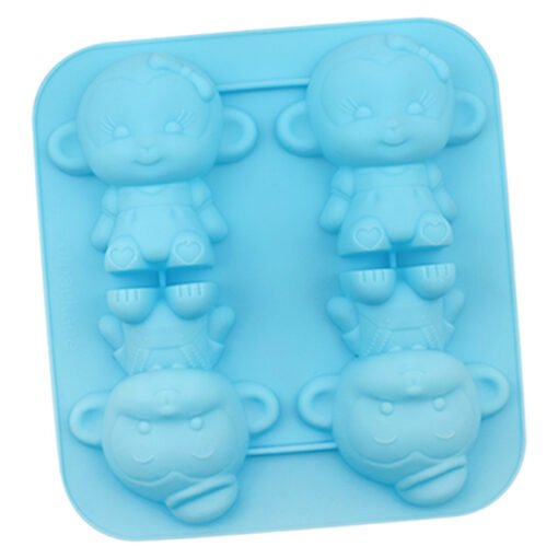 Vedini 4 Cavity monkey silicone handmade soap mold cake mold cold soap mold aromatherapy mold plaster mold jkb 5052 - Image 3