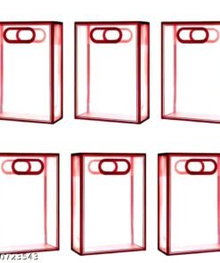 Vedini Pack of 6 Transparent Goodie Bags Clear Gift Bags for Return Gifts, Birthday, Valentine, Wedding, Festival, Shopping – Multipurpose Bags - Pack of 6 Pcs, Maroon