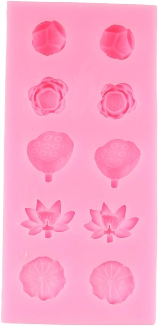 Vedini Lotus pond Flower Silicone Molds Lotus Root Lotus Leaf Fondant Mold for Cake Decoration Chocolate Cupcake Topper Candy Sugar Craft Polymer Clay Gum Paste 53-75 - Image 5