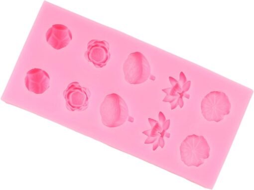 Vedini Lotus pond Flower Silicone Molds Lotus Root Lotus Leaf Fondant Mold for Cake Decoration Chocolate Cupcake Topper Candy Sugar Craft Polymer Clay Gum Paste 53-75 - Image 4