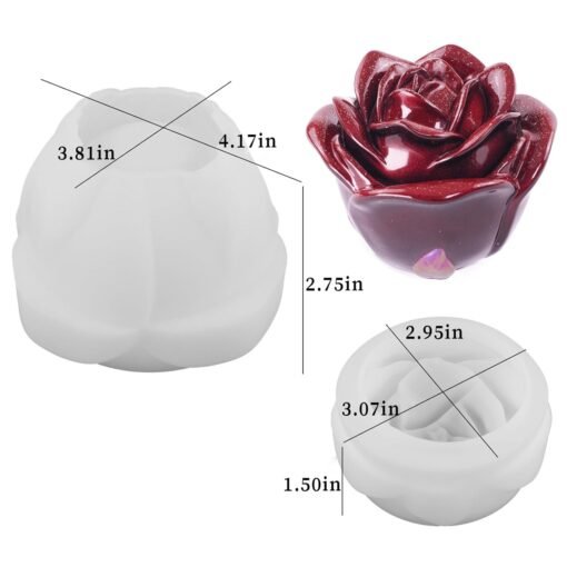Vedini 3D Rose Box Mold with Lid, Flower Jar Bowl Resin Mold Silicone, Unique Candle Holder Container Storage Silicone Molds for Epoxy Resin, DIY Jewelry Trinket Holder Concrete Cement Craft Decor - Image 5
