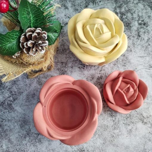 Vedini 3D Rose Box Mold with Lid, Flower Jar Bowl Resin Mold Silicone, Unique Candle Holder Container Storage Silicone Molds for Epoxy Resin, DIY Jewelry Trinket Holder Concrete Cement Craft Decor - Image 2