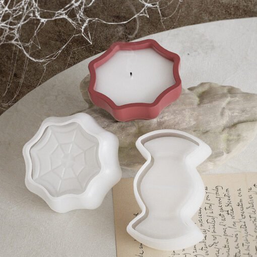 Vedini Halloween ghost spider web moon candy storage tray plaster candle cup Silicone Mold 5312 - Image 9