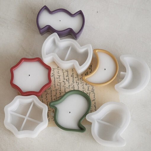 Vedini Halloween ghost spider web moon candy storage tray plaster candle cup Silicone Mold 5312 - Image 8