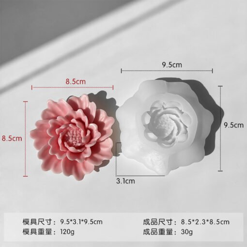 Vedini Rose Flower Candle Silicone Mold Rose Crystal Epoxy DIY Resin Chocolate Baking Mold 1062